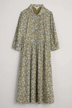 Seasalt Cornwall Dresses<3/4 True Letter Dress Naive Carving Fern Moss