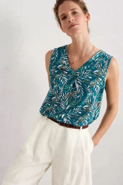 Seasalt Cornwall Tops<Achilla V-Neck Vest Kelp Forest Ocean Drift