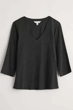 Seasalt Cornwall Tops<Alighting 3/4 Sleeve V-Neck Jersey Top