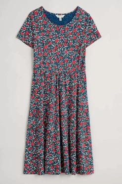 Seasalt Cornwall Dresses<April Short Sleeve Dress Reed Flower Raincloud