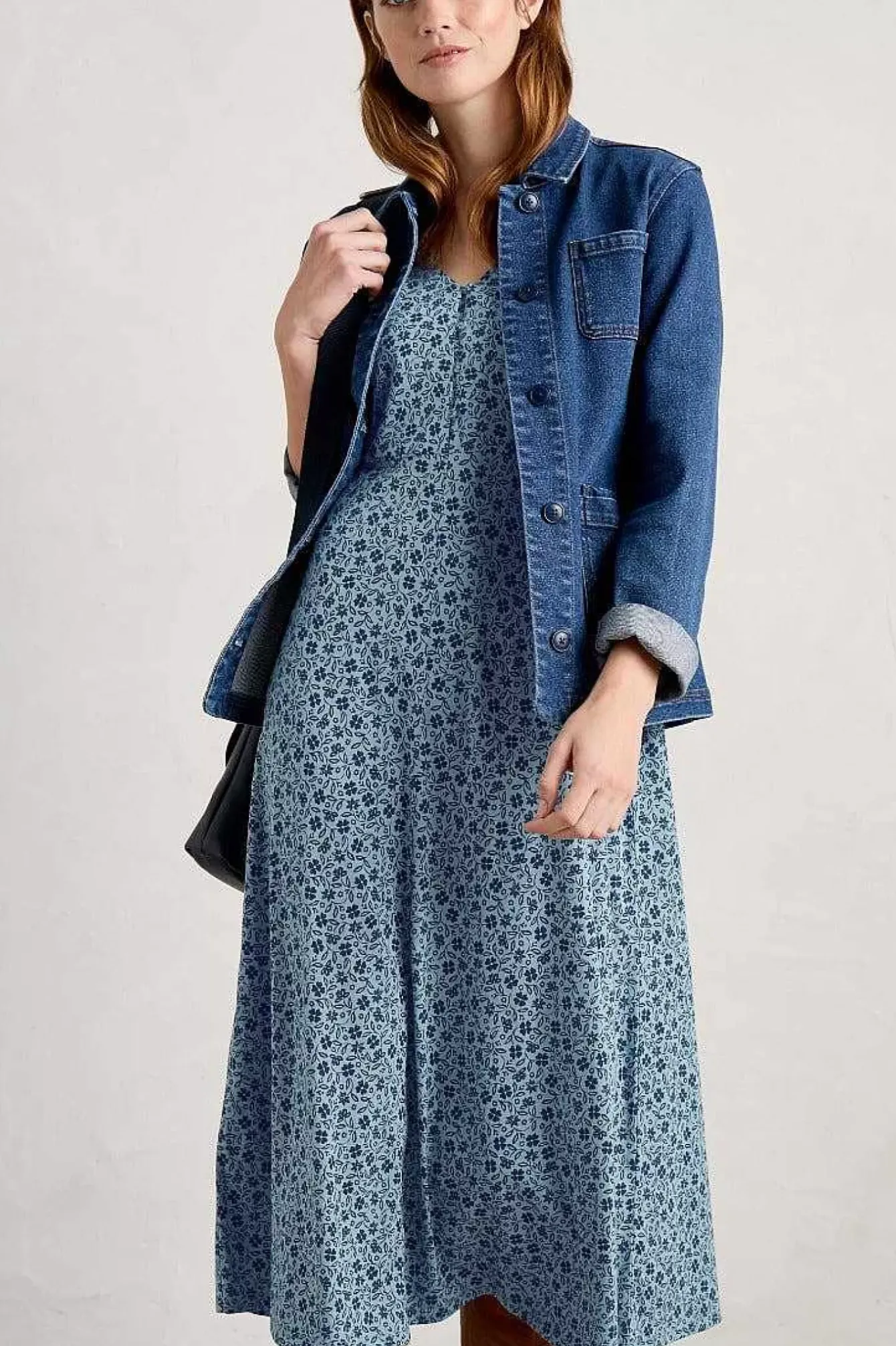 Seasalt Cornwall Dresses<Ava Jersey V-Neck Dress Ditsy Sketch Enamel
