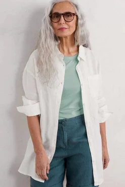 Seasalt Cornwall Tops<Beach Road Longline Linen Shirt Chalk