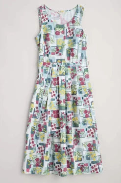 Seasalt Cornwall Dresses<Belle Fit-And-Flare Midi Dress Floral Postcards Chalk