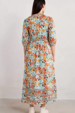 Seasalt Cornwall Dresses<Blue Hills Border V-Neck Floral Dress Flowering Blooms Chalk