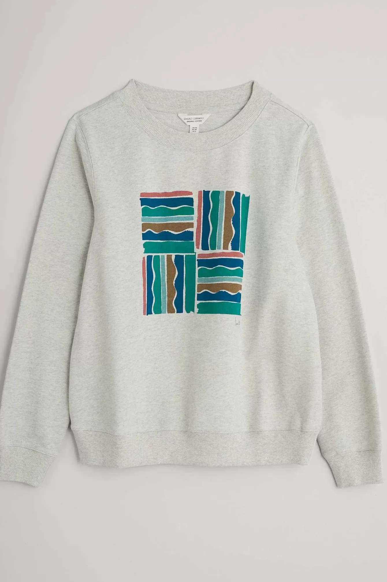 Seasalt Cornwall Tops<Bright Wave Printed Organic Cotton Sweatshirt Brushstroke Stamp Chalk