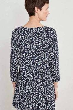 Seasalt Cornwall Tunics<Busy Lizzy 3/4 Sleeve Slub Jersey Tunic Seedhead Vine Maritime
