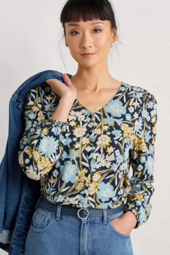 Seasalt Cornwall Tops<Butterflies Jersey Top Floral Terrain Maritime