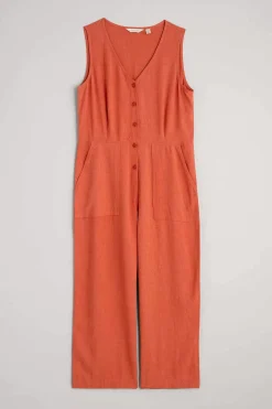 Seasalt Cornwall Trousers & Shorts<Carthew V Neck Linen Blend Jumpsuit Papaya