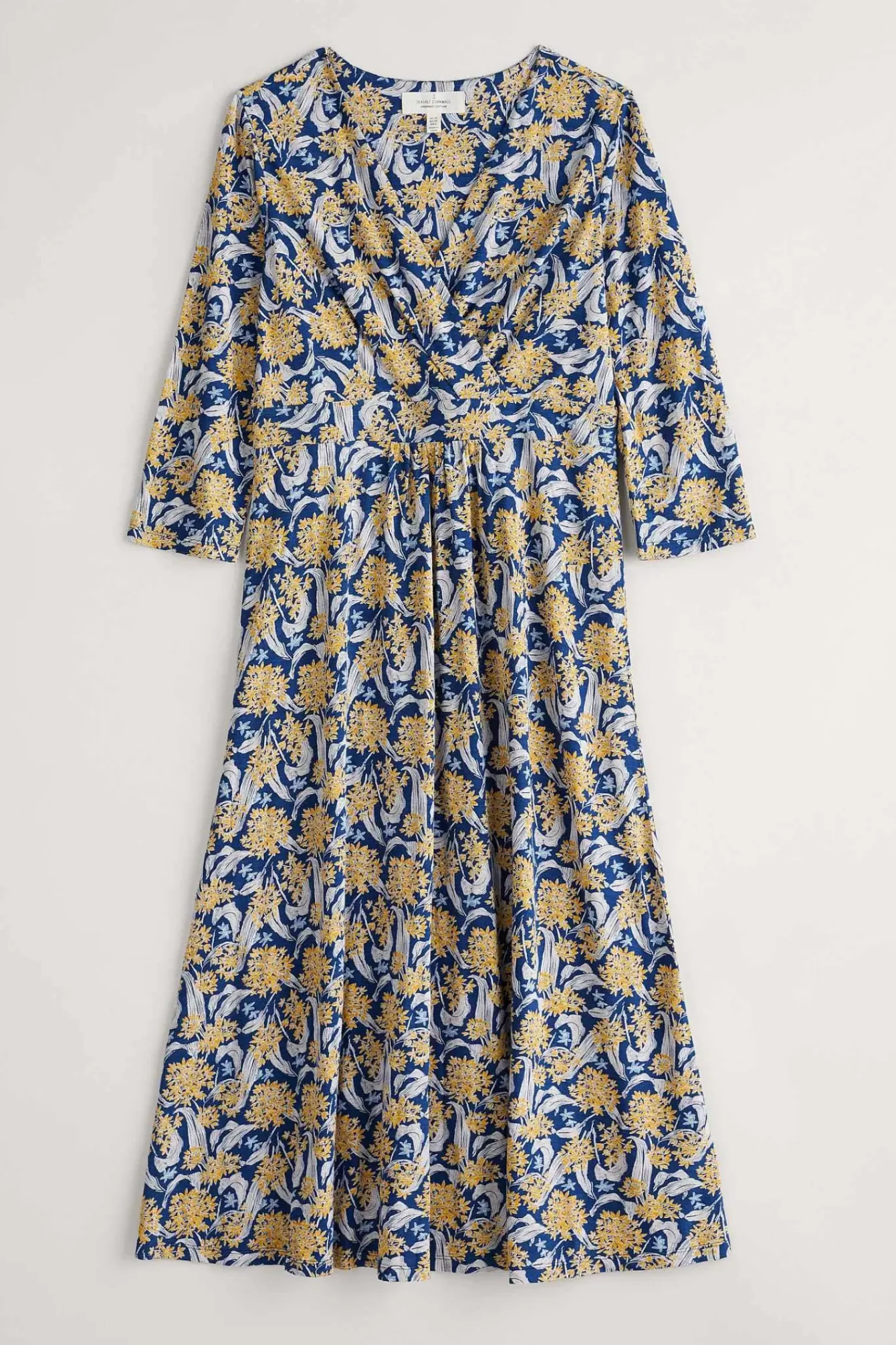 Seasalt Cornwall Dresses<Chapelle 3/4 Sleeve Jersey Dress (Gots) Woodland Garlic Marine