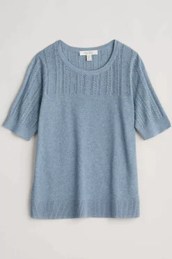 Seasalt Cornwall Knitwear<Chiff Chaff Short Sleeve Knitted Top Blue Fog