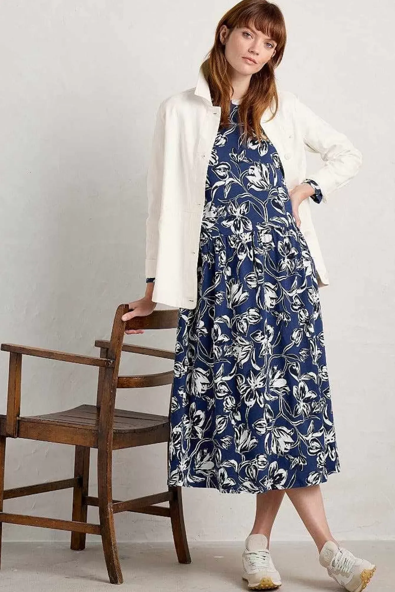 Seasalt Cornwall Dresses<Cladonia Long Sleeve Jersey Dress Cyclamen Marine Maritime