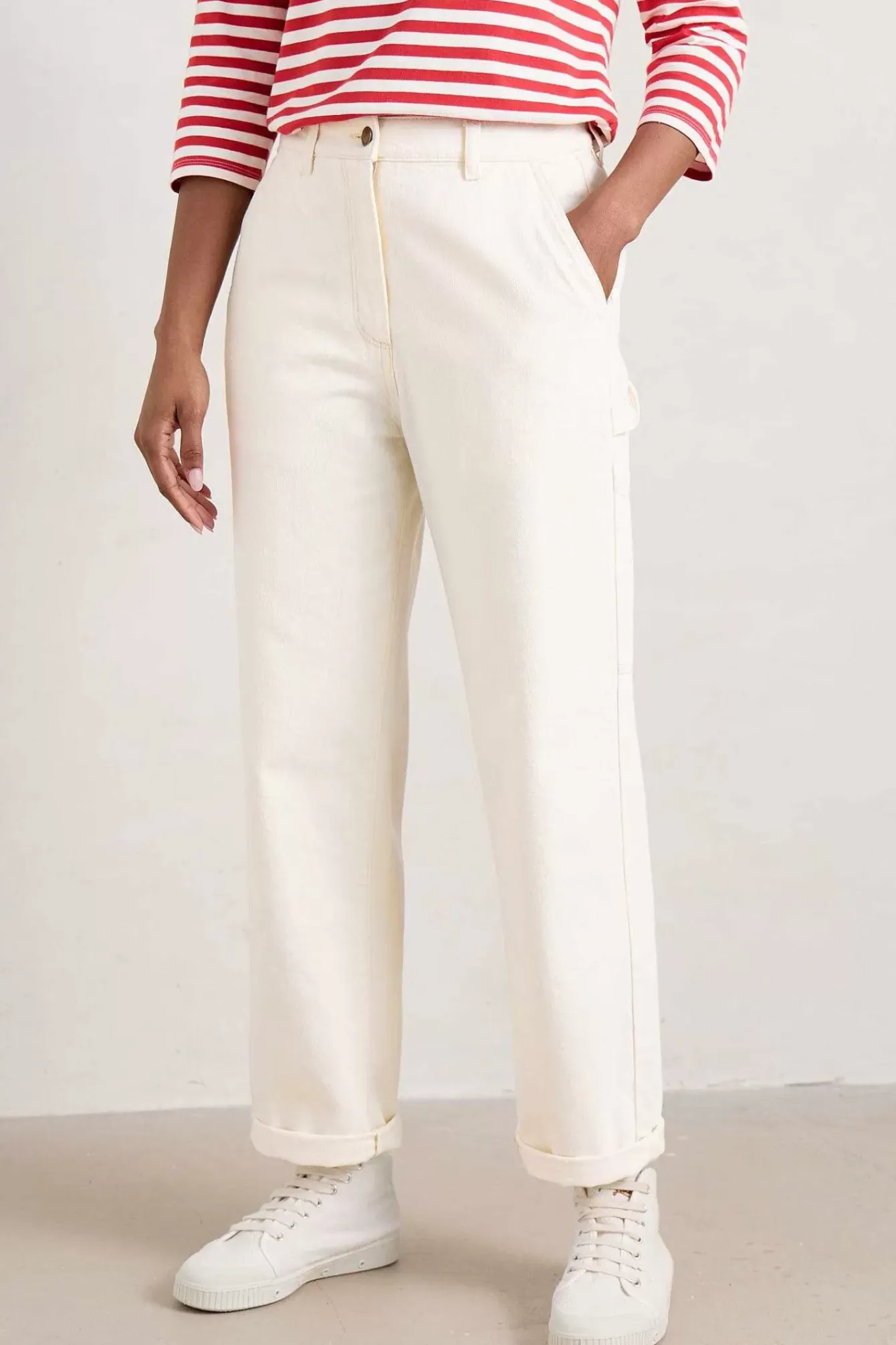 Seasalt Cornwall Trousers & Shorts<Cliff Picnic Straight Leg Jeans Ecru Twill Slub
