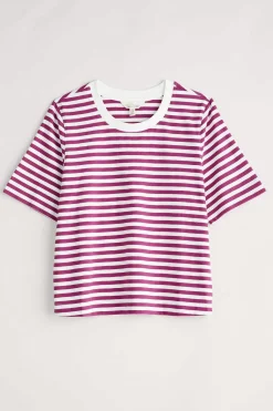 Seasalt Cornwall Tops<Copseland Striped Organic Cotton T-Shirt (Gots) Mini Cornish Chalk Cordial