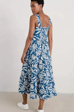 Seasalt Cornwall Dresses<Deep Water Tiered Dress Cut Paper Flowers Waterfront