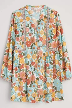 Seasalt Cornwall Tunics<Dragonfly V-Neck Tunic (Gots) Flowering Blooms Chalk