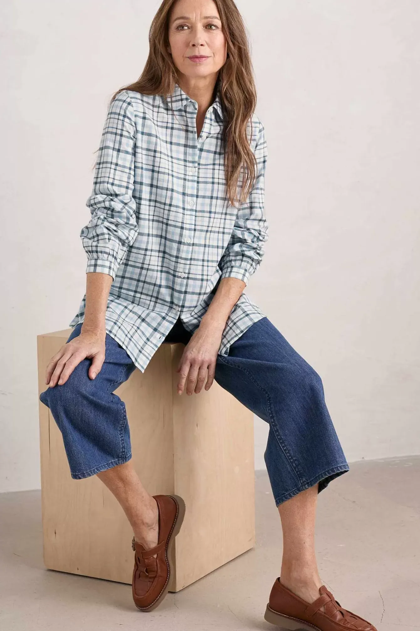 Seasalt Cornwall Tops<Ebb Tide Check Shirt Clover Blue Fog