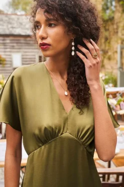 Seasalt Cornwall Dresses<Evenglow Satin Dress Fern Moss