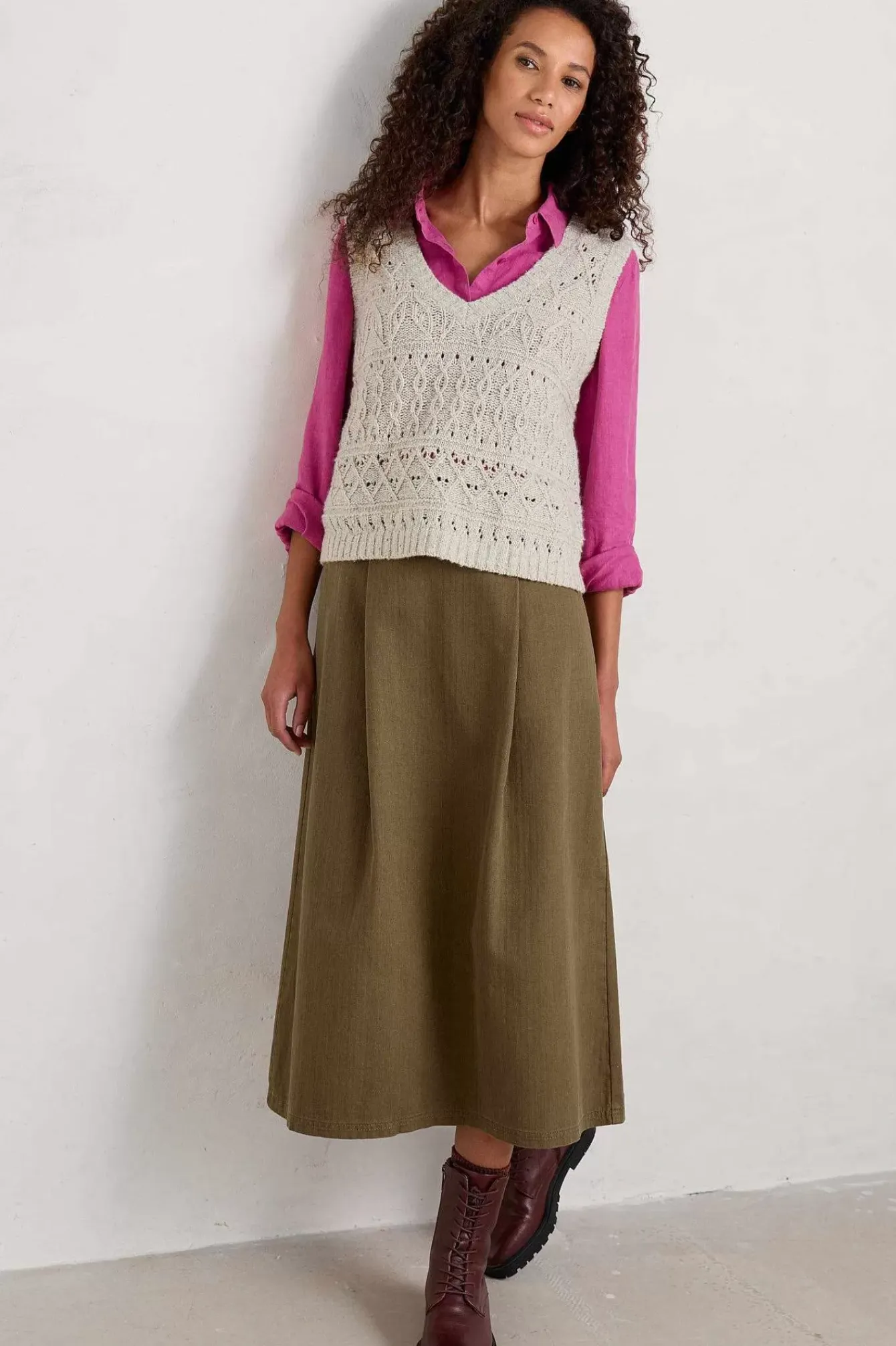 Seasalt Cornwall Knitwear<Feock Merino Blend V-Neck Knitted Vest Aran