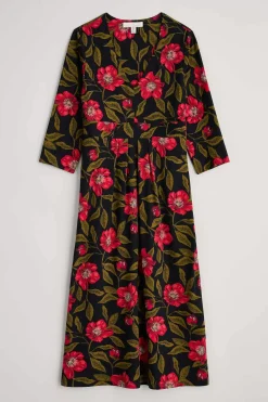 Seasalt Cornwall Dresses<Flower Bud Jersey V- Neck Midi Dress Mary Rose Floral Onyx