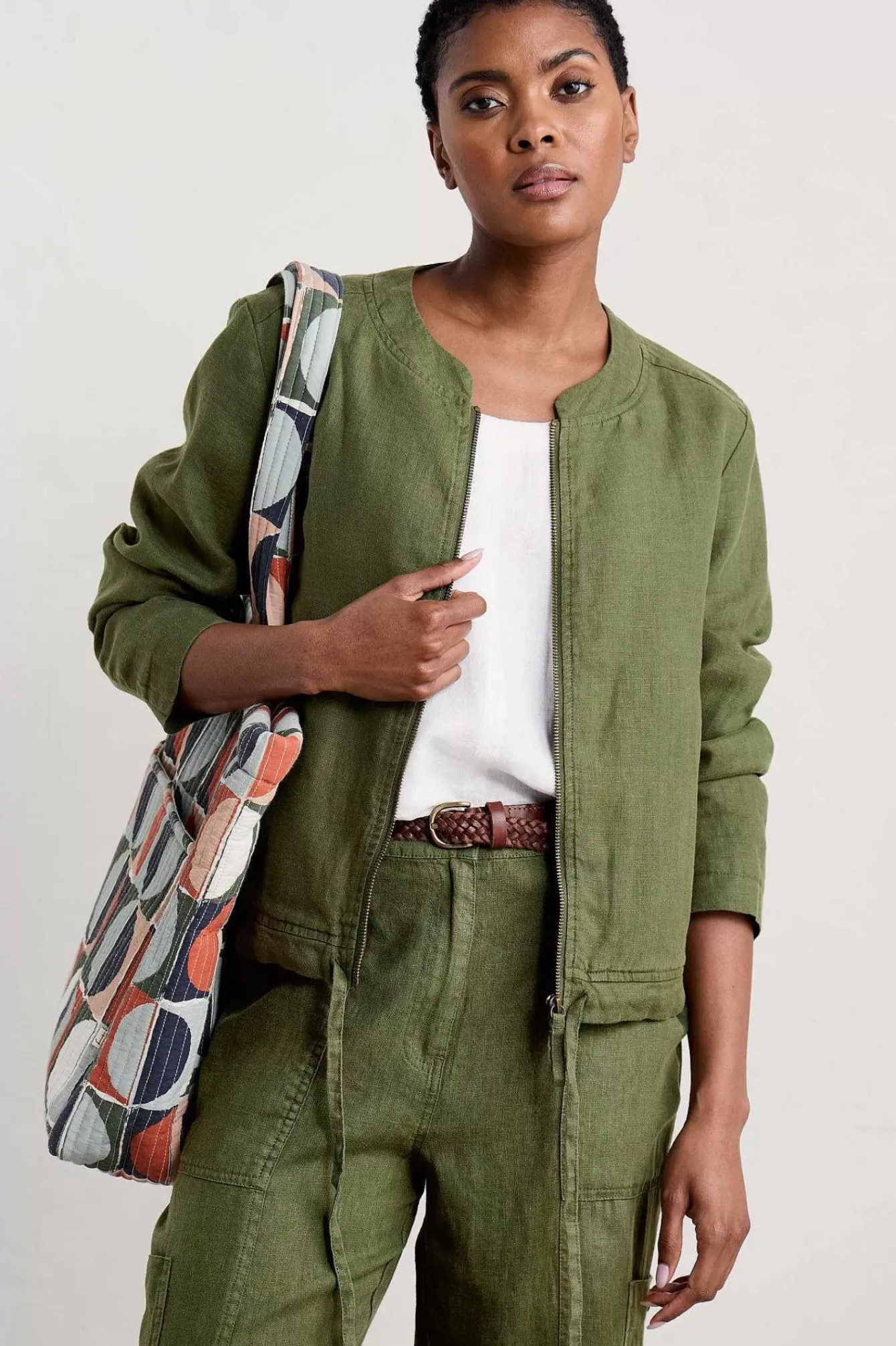 Seasalt Cornwall Coats & Jackets<Galleon Zip Through Linen Jacket Heath