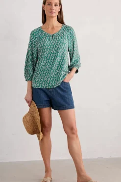 Seasalt Cornwall Tops<Garlanding Jersey Top Kelp Stamp Helford