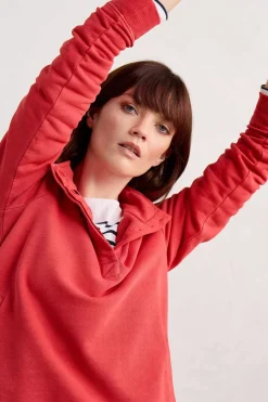 Seasalt Cornwall Tops<Greenshank Organic Cotton Collared Sweatshirt Tomato