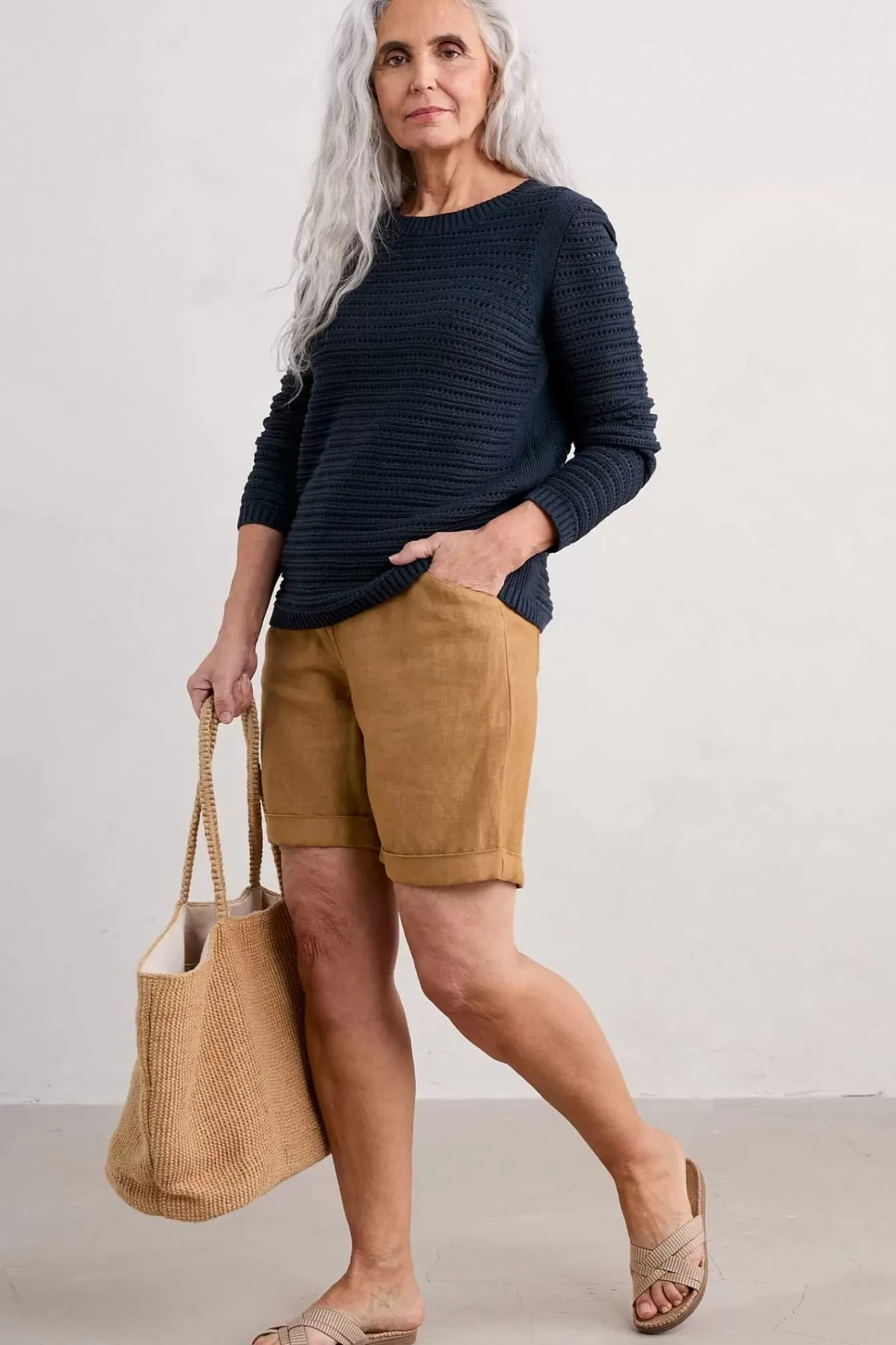 Seasalt Cornwall Knitwear<Gull Rock Pointelle Knit Jumper (Gots) Maritime