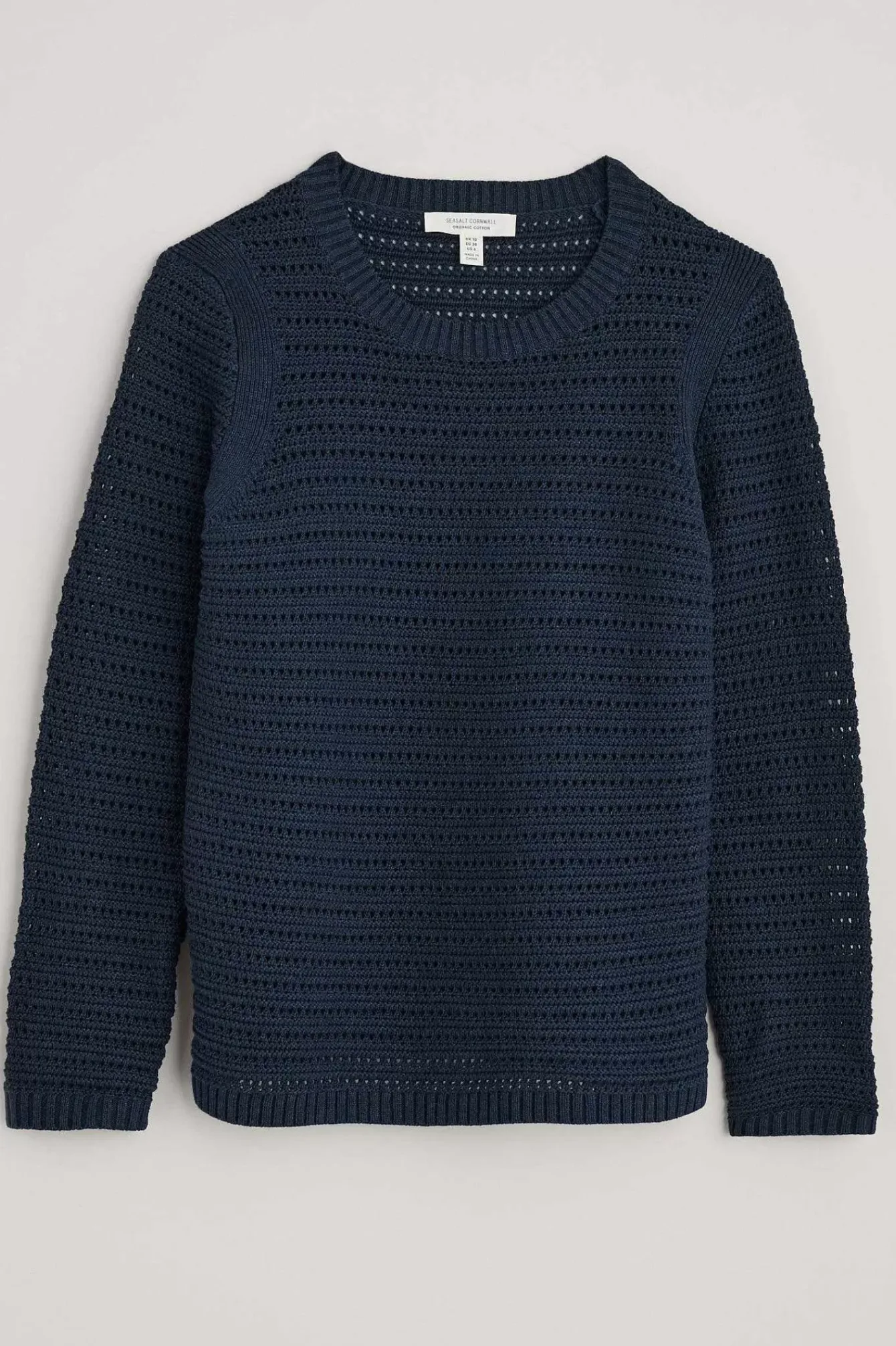 Seasalt Cornwall Knitwear<Gull Rock Pointelle Knit Jumper (Gots) Maritime