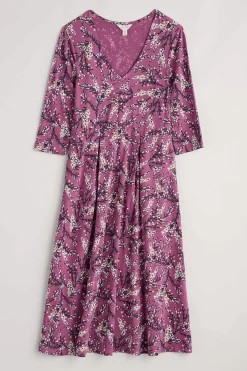 Seasalt Cornwall Dresses<Helena V-Neck Jersey Midi Dress (Gots) Heather Sketch Buddleia