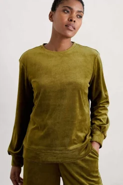 Seasalt Cornwall Tops<Kowan Velour Sweatshirt Bright Olive