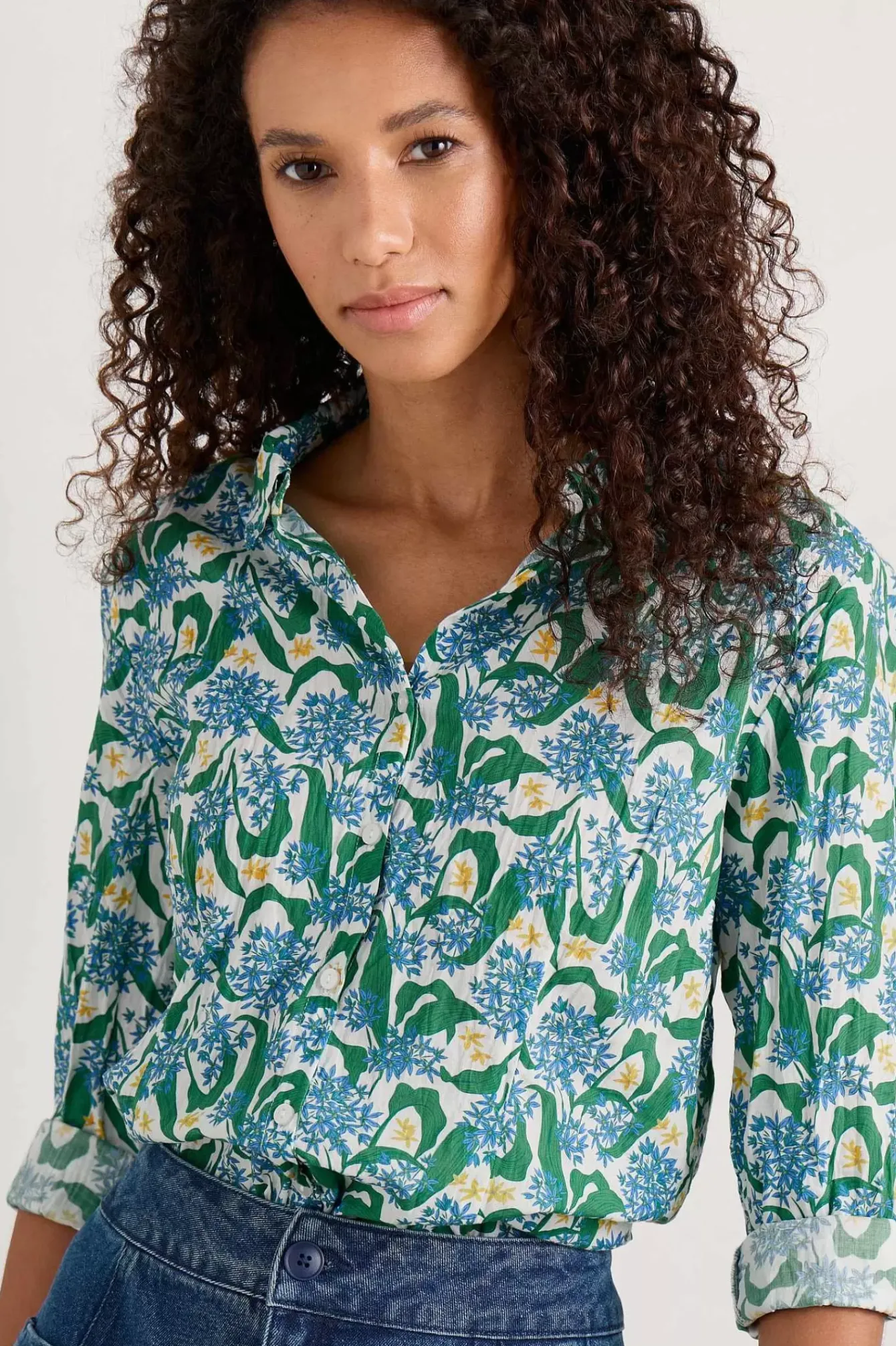 Seasalt Cornwall Tops<Larissa Organic Cotton Shirt Woodland Garlic Chalk