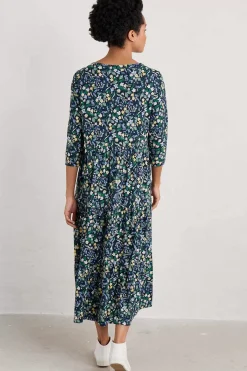 Seasalt Cornwall Dresses<Line Strokes Tiered Jersey Dress (Gots) Woodland Carpet Maritime