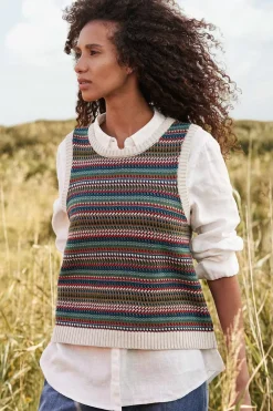 Seasalt Cornwall Knitwear<Little Grebe Fair Isle Vest Paving Path Seaway Multi