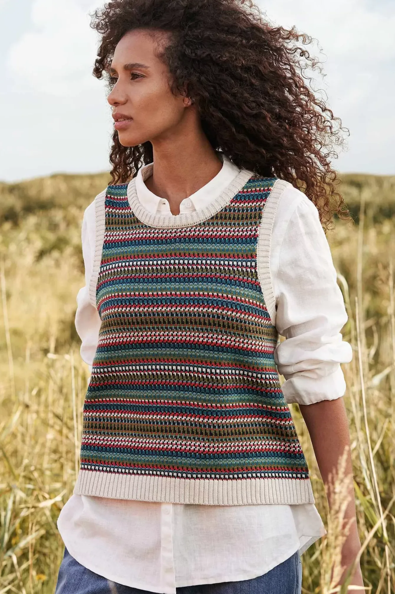 Seasalt Cornwall Knitwear<Little Grebe Fair Isle Vest Paving Path Seaway Multi