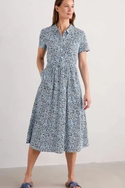 Seasalt Cornwall Dresses<Mainland Jersey Midi Dress Seaweed Floral Chalk