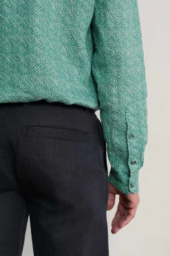 Seasalt Cornwall Shirts<Men's Anthony Printed Linen Shirt Sewn Geo Hepworth Green