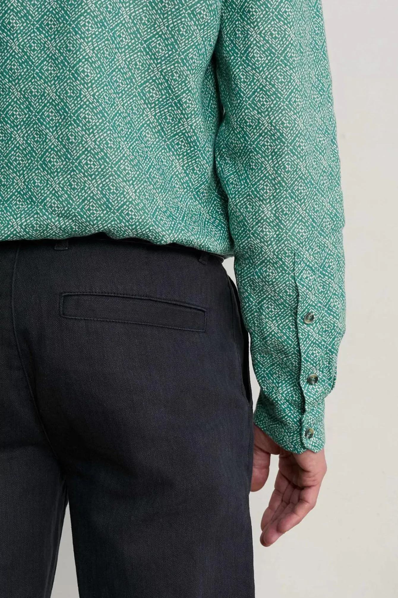 Seasalt Cornwall Shirts<Men's Anthony Printed Linen Shirt Sewn Geo Hepworth Green