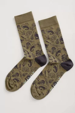 Seasalt Cornwall Socks<Men's Arty Organic Cotton Socks Spirit Sail Raincloud