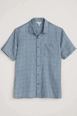 Seasalt Cornwall Tops & T-Shirts<Men's Blue Heron Printed Short Sleeve Shirt Sewn Geo Blue Sail