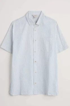Seasalt Cornwall Tops & T-Shirts<Men's Blue Heron Seersucker Short Sleeve Shirt Barometer Chalk Sail Blue
