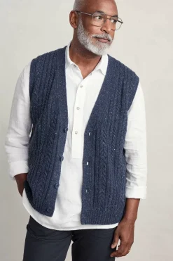 Seasalt Cornwall Knitwear<Men's Boulder Perch Knitted Vest Maritime