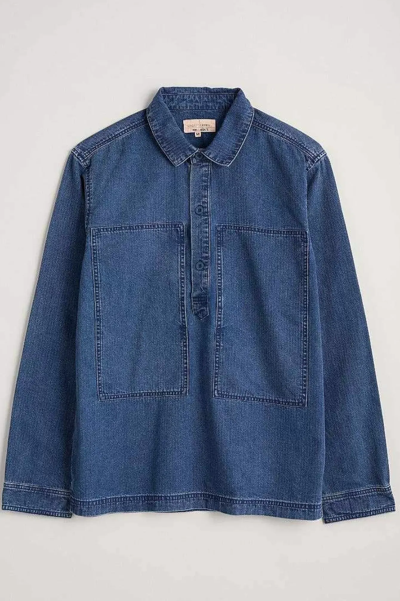 Seasalt Cornwall Tops & T-Shirts<Men's Hawser Denim Overshirt Dark Mid Indigo Wash