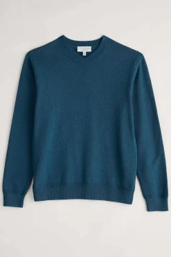 Seasalt Cornwall Knitwear<Men's Mainbrace Organic Cotton V-Neck Jumper Ocean Drift