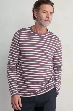 Seasalt Cornwall 2 Mix & Match<Men's Sailor Shirt With Crew Neck (Gots) Breton Mallow Chalk