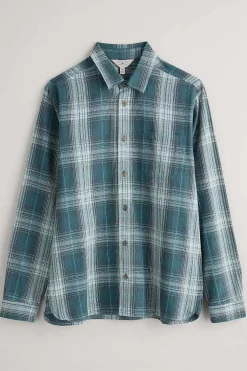 Seasalt Cornwall Shirts<Men's Stonework Organic Cotton Shirt Limestone Verte