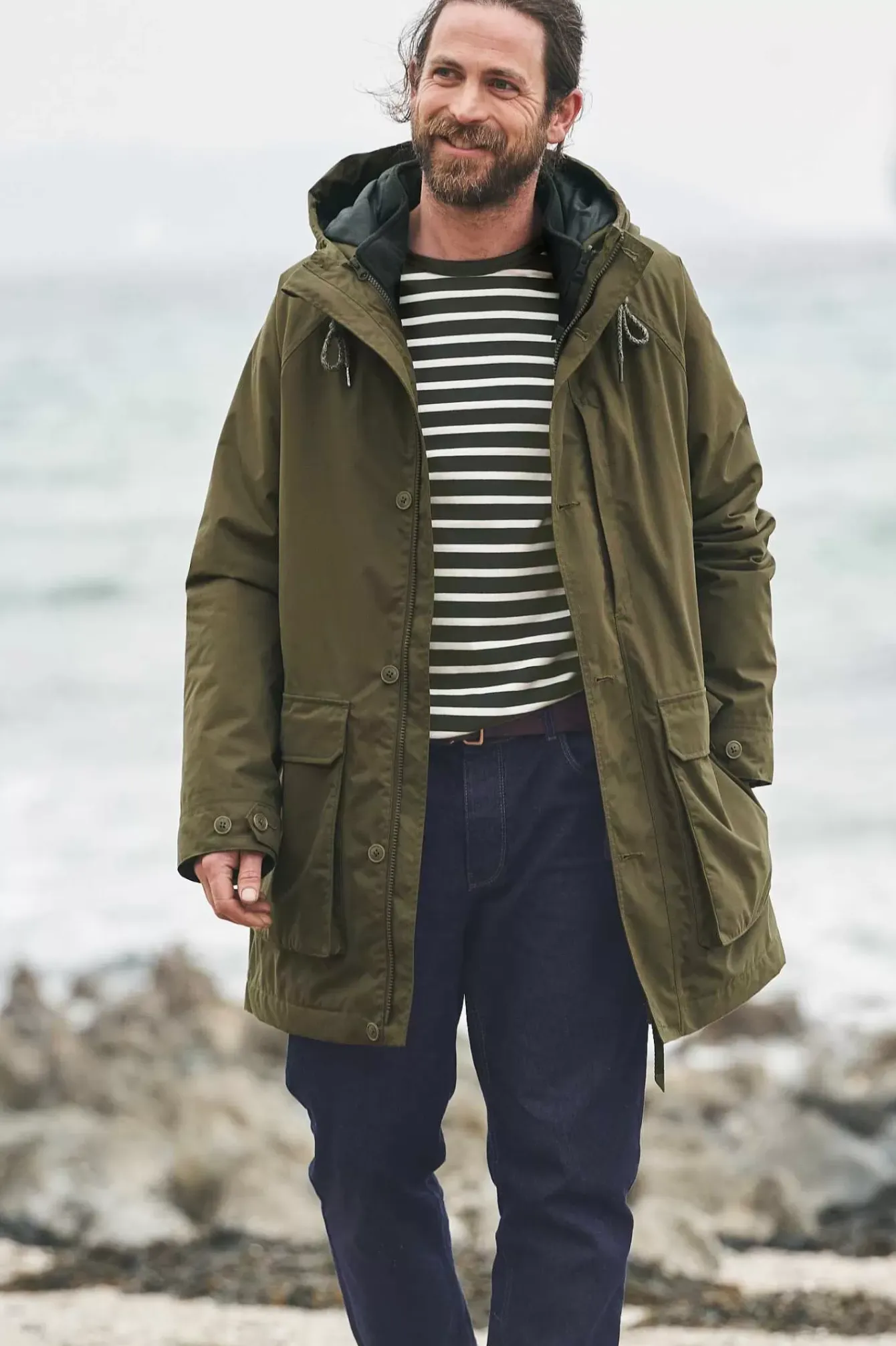Seasalt Cornwall Coats & Jackets<Men's Tin Coast Waterproof 3 In 1 Coat Rich Olive