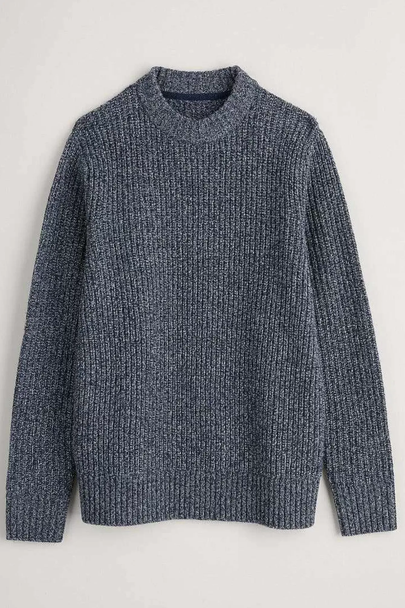 Seasalt Cornwall Knitwear<Men's Wheelwright Ribbed Lambswool Blend Jumper Maritime Mouline