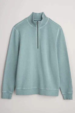 Seasalt Cornwall Tops & T-Shirts<Men's Wood Moss Quarter Zip Sweatshirt Light Wade