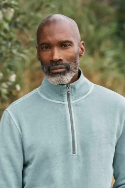 Seasalt Cornwall Tops & T-Shirts<Men's Wood Moss Quarter Zip Sweatshirt Light Wade