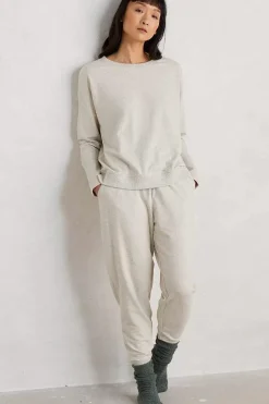 Seasalt Cornwall Trousers & Shorts<Night Air Organic Cotton Cuffed Joggers Melange Chalk